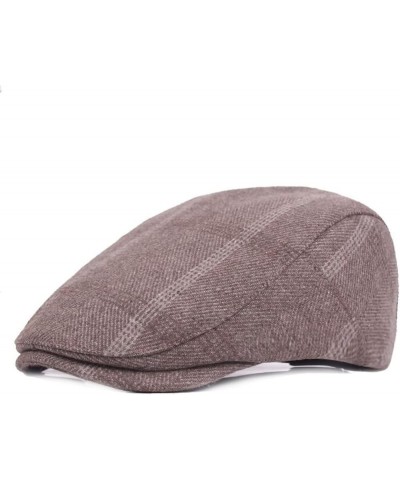 Mens Striped Plaid Flat Gatsby Newsboy Hats Autumn Winter Retro Peaked Beret Cap Casual Cabbie Caps for Men Gray Green-stripe...