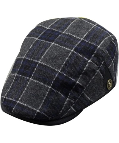 Mens Striped Plaid Flat Gatsby Newsboy Hats Autumn Winter Retro Peaked Beret Cap Casual Cabbie Caps for Men Gray Green-stripe...