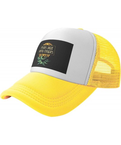 Plays Well with Others Upside Down Pineapple Swinger Mesh Cap Baseball Cap Sun Dad Trucker Hat Yellow $12.97 Baseball Caps