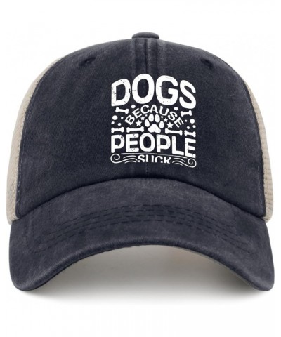 Golf hat Dogs Because People Suck Mens Beach hat Funny Golf hat Gifts for Mom Outdoor Caps Purplish Blue04 $9.42 Sun Hats