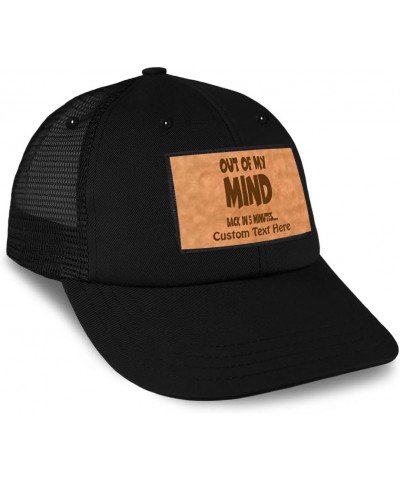 Patch Hat Printed Leather Background Out of My Mind Back in 5 Minutes Funny Cotton Trucker Baseball Cap Black Rectangle Patch...