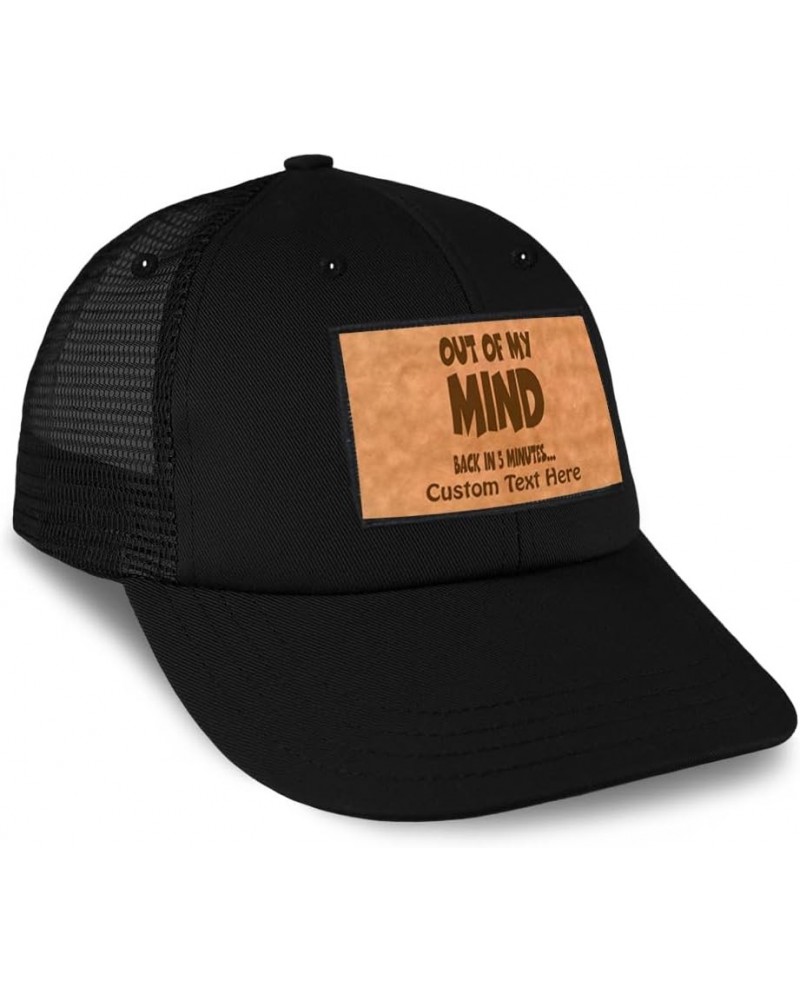 Patch Hat Printed Leather Background Out of My Mind Back in 5 Minutes Funny Cotton Trucker Baseball Cap Black Rectangle Patch...