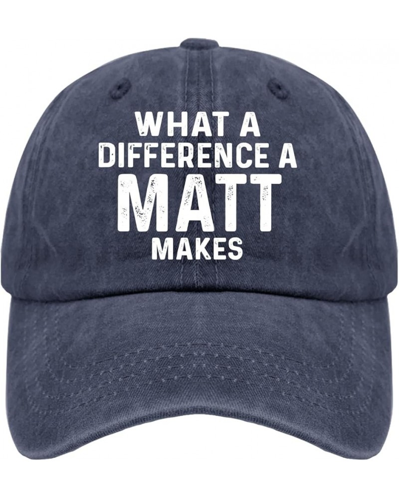 What A Difference A Matt Makes Dad Hat Retro Trucker Womens Black Runners Hat for Dad Gift Hat Slogan Hat Running Navy Blue $...