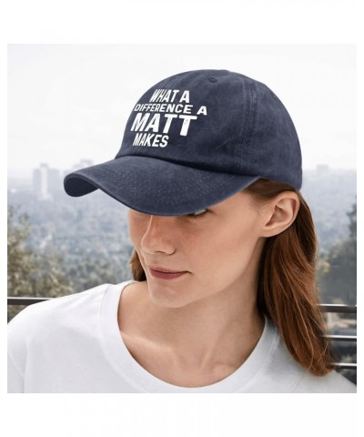 What A Difference A Matt Makes Dad Hat Retro Trucker Womens Black Runners Hat for Dad Gift Hat Slogan Hat Running Navy Blue $...