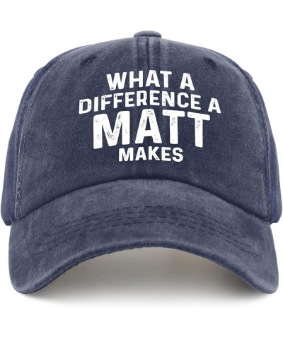 What A Difference A Matt Makes Dad Hat Retro Trucker Womens Black Runners Hat for Dad Gift Hat Slogan Hat Running Navy Blue $...