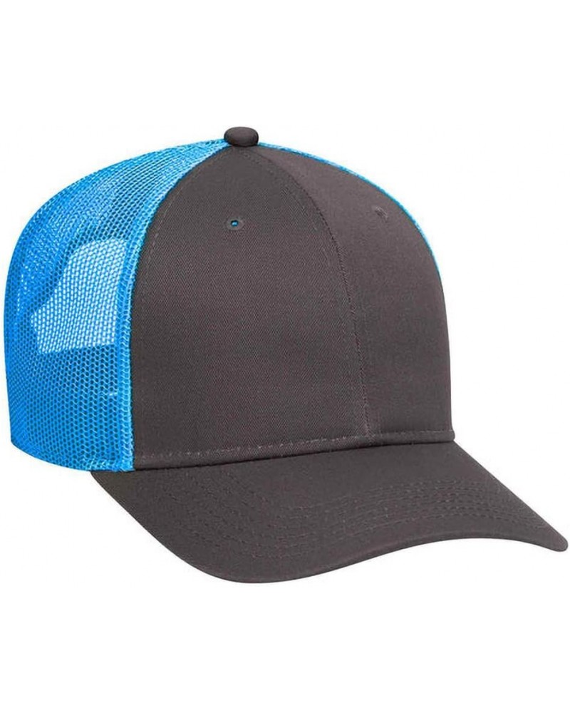 6 Panel Blend Twill Structured Low Profile Mesh Back Snapback Trucker Hat Ch.gry/Ch.gry/N.blue $10.15 Baseball Caps