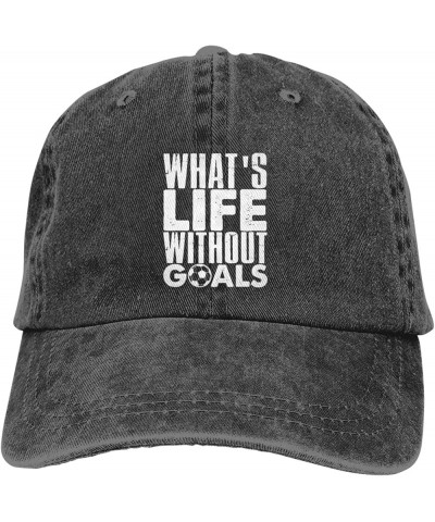 What's Life Without Goals Soccer Retro Baseball Cap for Women Men Baseball Hat Golf Dad Hats Black $10.70 Baseball Caps