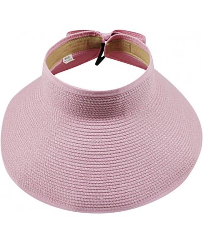 Visor Hat Straw Women's Foldable Bowtie Summer w/Cute Sun Baseball Caps L A Hats 4-pink $11.64 Visors