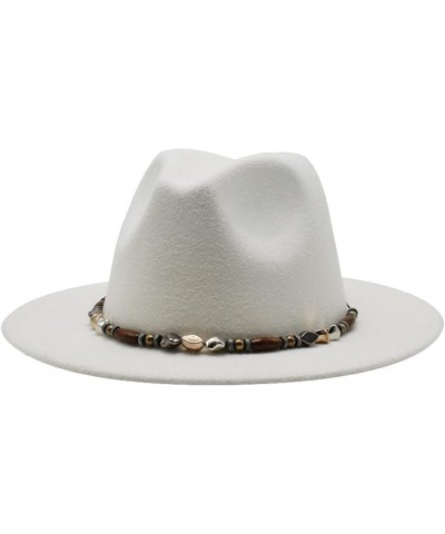 Women's Casual Wide Brim Fedora Hat Male Vintage Panama Hat with Belt Packable Plain Colours Trilby Hat White $17.80 Fedoras