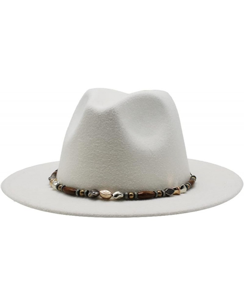 Women's Casual Wide Brim Fedora Hat Male Vintage Panama Hat with Belt Packable Plain Colours Trilby Hat White $17.80 Fedoras