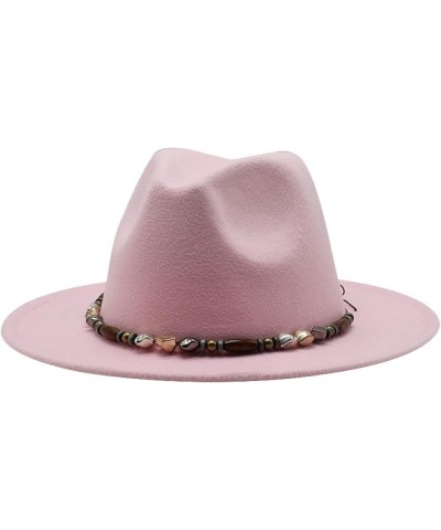 Women's Casual Wide Brim Fedora Hat Male Vintage Panama Hat with Belt Packable Plain Colours Trilby Hat White $17.80 Fedoras