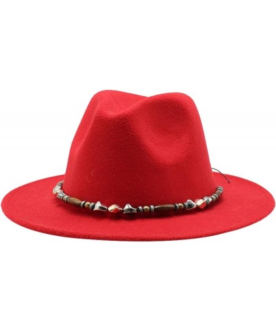 Women's Casual Wide Brim Fedora Hat Male Vintage Panama Hat with Belt Packable Plain Colours Trilby Hat White $17.80 Fedoras