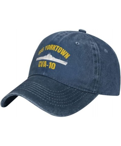 USS Yorktown Cva-10 Flag Baseball Caps Denim Hats Cowboy Knit hat Fisherman's hat Navy Blue $14.26 Baseball Caps