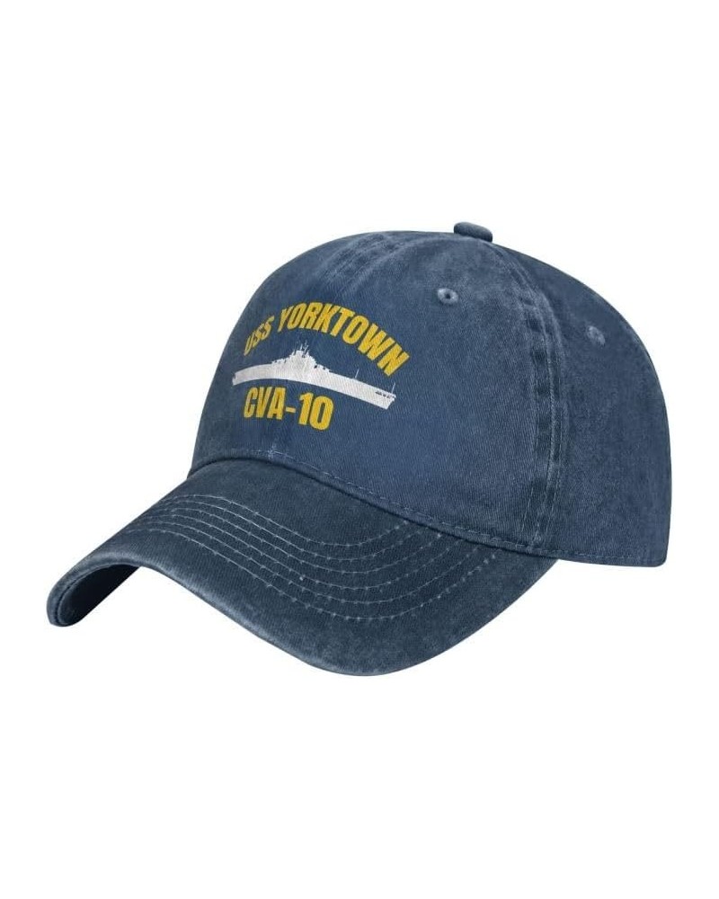 USS Yorktown Cva-10 Flag Baseball Caps Denim Hats Cowboy Knit hat Fisherman's hat Navy Blue $14.26 Baseball Caps