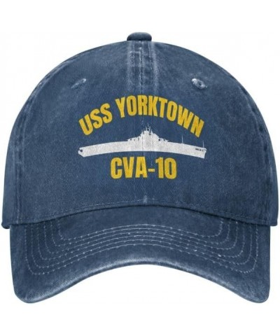 USS Yorktown Cva-10 Flag Baseball Caps Denim Hats Cowboy Knit hat Fisherman's hat Navy Blue $14.26 Baseball Caps