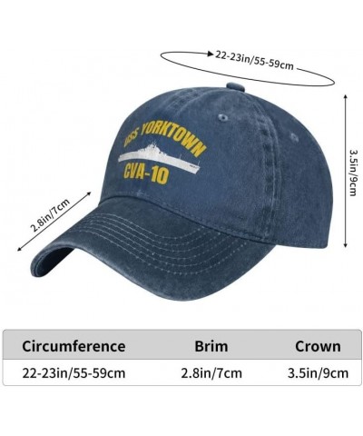 USS Yorktown Cva-10 Flag Baseball Caps Denim Hats Cowboy Knit hat Fisherman's hat Navy Blue $14.26 Baseball Caps