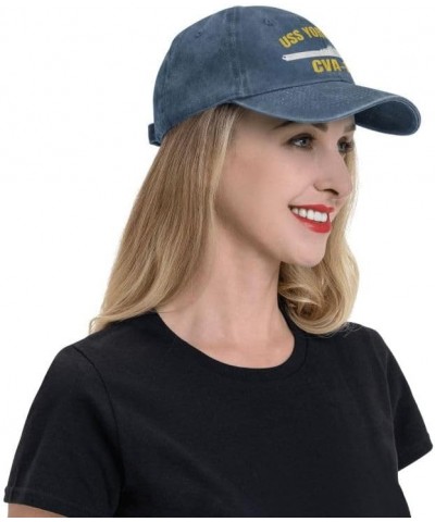 USS Yorktown Cva-10 Flag Baseball Caps Denim Hats Cowboy Knit hat Fisherman's hat Navy Blue $14.26 Baseball Caps