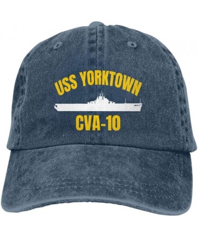 USS Yorktown Cva-10 Flag Baseball Caps Denim Hats Cowboy Knit hat Fisherman's hat Navy Blue $14.26 Baseball Caps