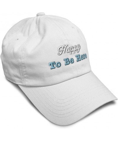 Soft Baseball Cap Happy to Be Here Style B Cotton Dad Hats for Men & Women White $11.76 Baseball Caps