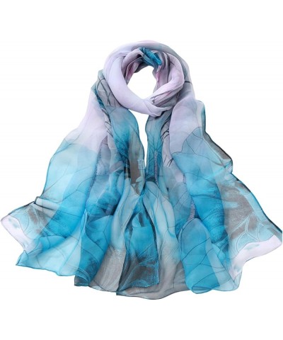 Fashion Women Lightweight Print Floral Pattern Scarf Shawl Fashion Scarves Shawls And Wraps Rectangle Scarves Women A1-blue $...