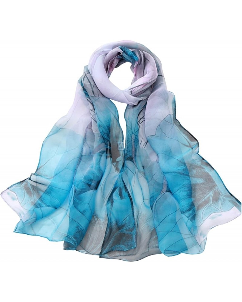 Fashion Women Lightweight Print Floral Pattern Scarf Shawl Fashion Scarves Shawls And Wraps Rectangle Scarves Women A1-blue $...