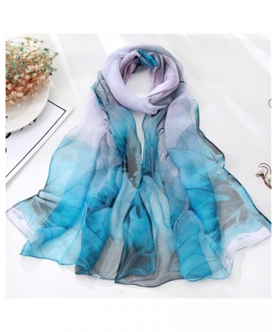 Fashion Women Lightweight Print Floral Pattern Scarf Shawl Fashion Scarves Shawls And Wraps Rectangle Scarves Women A1-blue $...