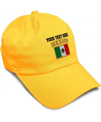 Soft Baseball Cap Mexico Flag Embroidery Flags World Cup Soccer Cotton Embroidered Dad Hats for Men & Women Golden Yellow Per...