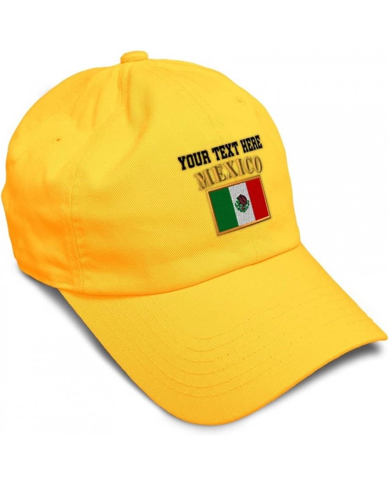 Soft Baseball Cap Mexico Flag Embroidery Flags World Cup Soccer Cotton Embroidered Dad Hats for Men & Women Golden Yellow Per...