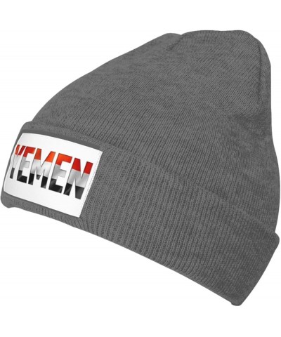 Yemen Flag Text Font Knitted Hat Acrylic Cold Weather Hat Warm Brimless hat Elastic Force Caps Deep Heather $13.41 Skullies &...