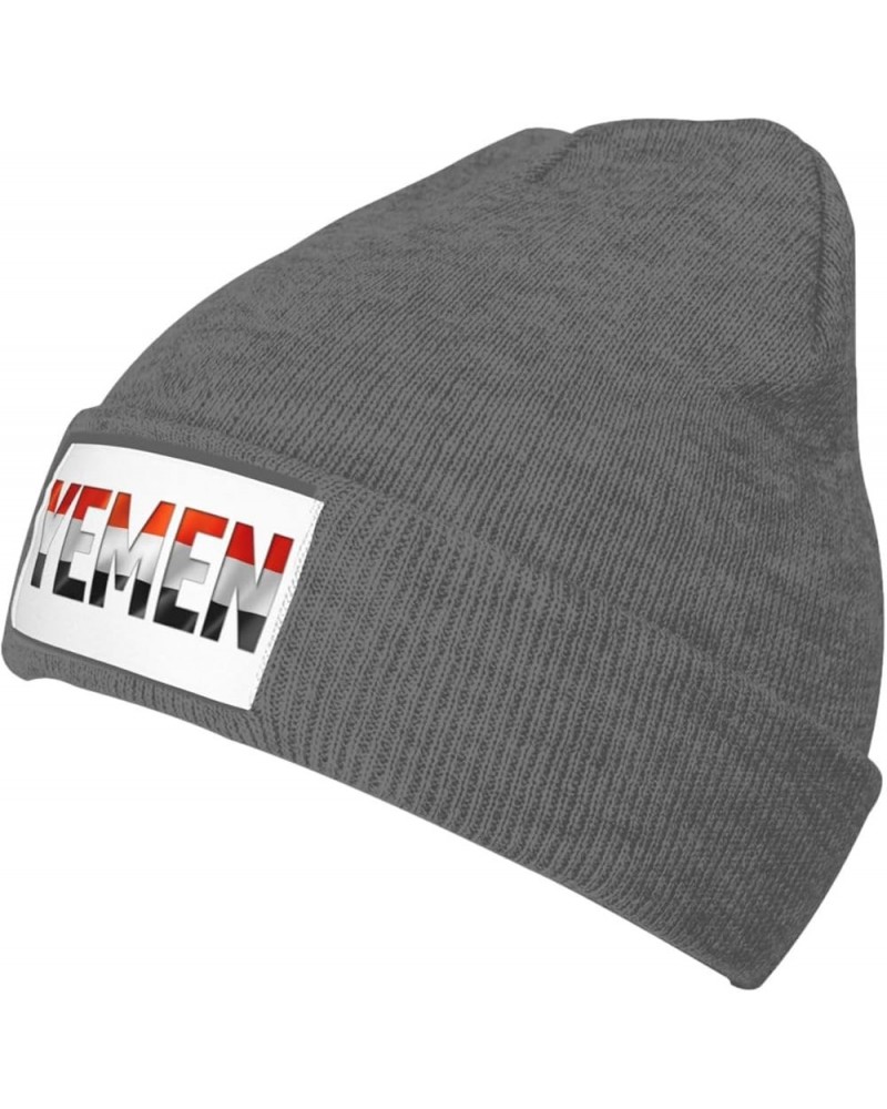 Yemen Flag Text Font Knitted Hat Acrylic Cold Weather Hat Warm Brimless hat Elastic Force Caps Deep Heather $13.41 Skullies &...