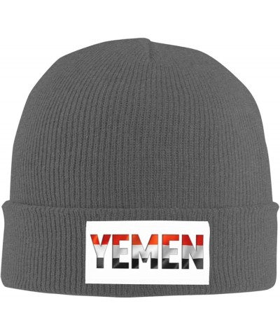 Yemen Flag Text Font Knitted Hat Acrylic Cold Weather Hat Warm Brimless hat Elastic Force Caps Deep Heather $13.41 Skullies &...