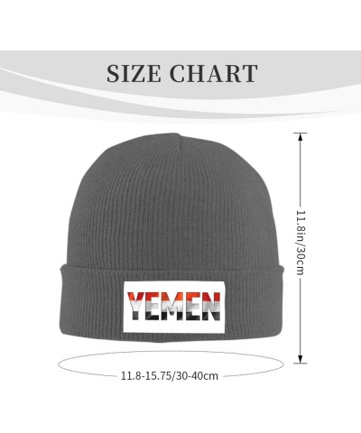 Yemen Flag Text Font Knitted Hat Acrylic Cold Weather Hat Warm Brimless hat Elastic Force Caps Deep Heather $13.41 Skullies &...