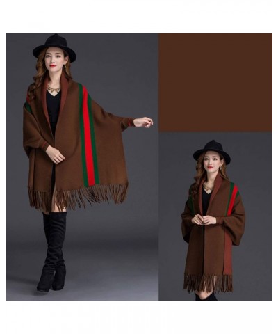 Tassel Shawl Spring Autumn Women's Cloak Scarf Dual-use Cardigan with Sleeves Cape Poncho Green $14.17 Scarves