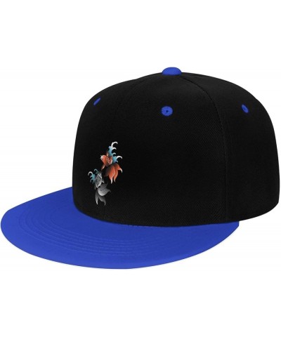 Cute Goldfish Snapback Hat for Men Women Baseball Cap Trucker Flat Bill Hats Dad Caps Blue $10.42 Baseball Caps