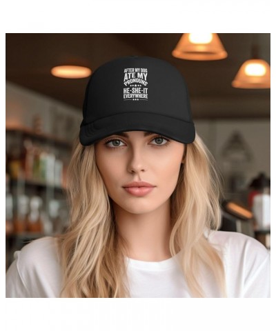 After My Dog Ate My Pronouns He She It Everywhere Mesh Hat for Men Black Trucker Hats Women Trendy Baseball Cap Black $9.49 B...