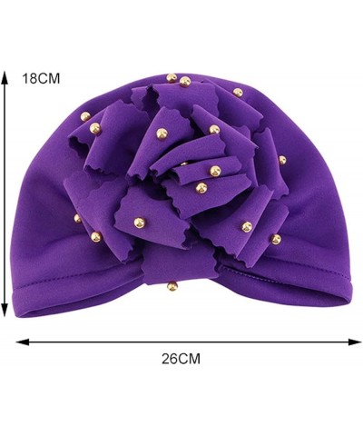 Women Turban Flower Caps Elastic Flower $7.80 Skullies & Beanies