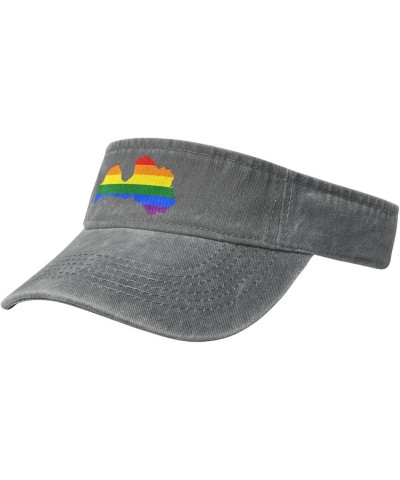 LGBT Flag Map of Latvia Sun Visor Hats for Women Men Adjustable Sports Sun Hats Cotton Golf Cap Gray $12.87 Sun Hats