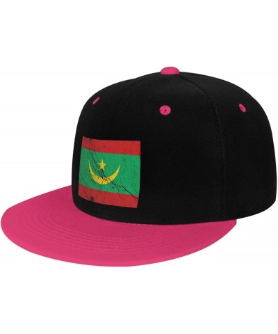 Flag of Mauritania Texture Effect Snapback Hat for Men Women Baseball Cap Trucker Flat Bill Hats Dad Caps Pink $11.39 Basebal...