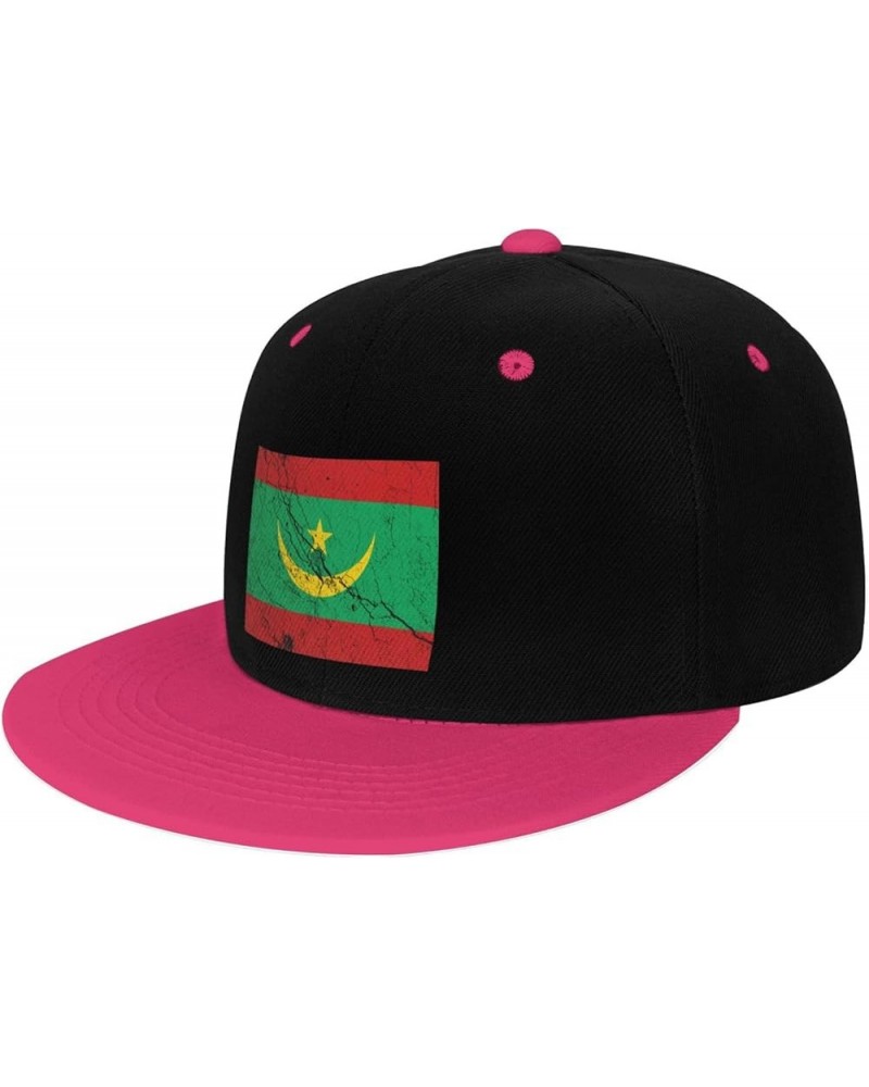 Flag of Mauritania Texture Effect Snapback Hat for Men Women Baseball Cap Trucker Flat Bill Hats Dad Caps Pink $11.39 Basebal...