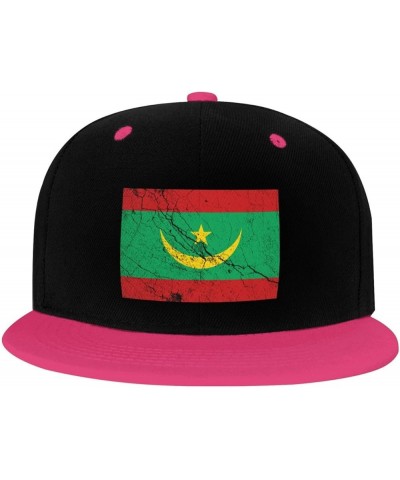 Flag of Mauritania Texture Effect Snapback Hat for Men Women Baseball Cap Trucker Flat Bill Hats Dad Caps Pink $11.39 Basebal...