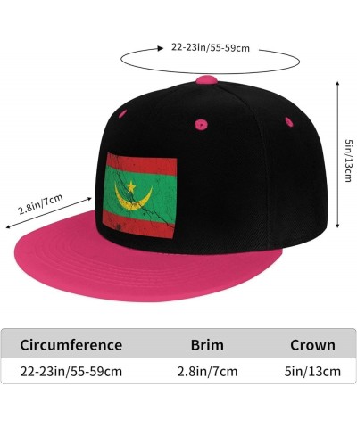 Flag of Mauritania Texture Effect Snapback Hat for Men Women Baseball Cap Trucker Flat Bill Hats Dad Caps Pink $11.39 Basebal...