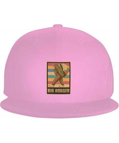 Monkey Holding Burger Snapback Hats for Men Baseball Cap Trucker Hat Flat Brim Hats Pink $11.42 Baseball Caps