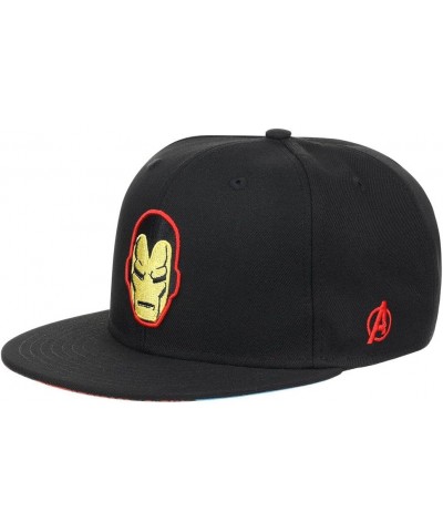 60th Anniversary Avengers Adjustable Snapback Flat Bill Baseball Cap Black/Ironman $22.39 Baseball Caps