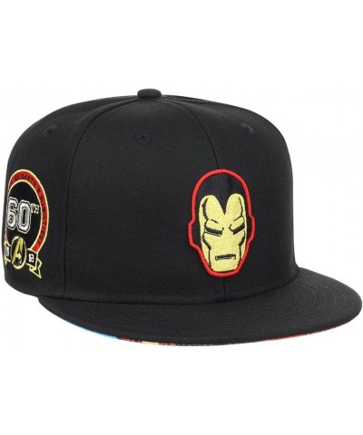 60th Anniversary Avengers Adjustable Snapback Flat Bill Baseball Cap Black/Ironman $22.39 Baseball Caps