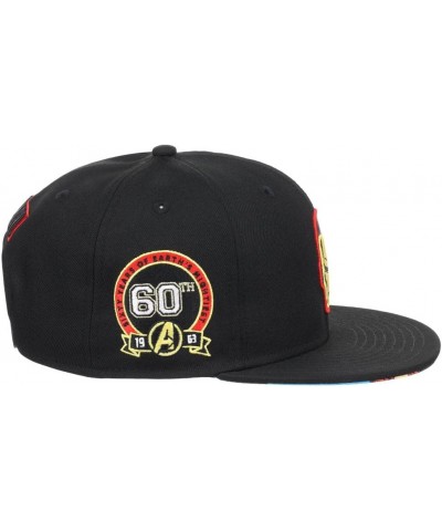 60th Anniversary Avengers Adjustable Snapback Flat Bill Baseball Cap Black/Ironman $22.39 Baseball Caps