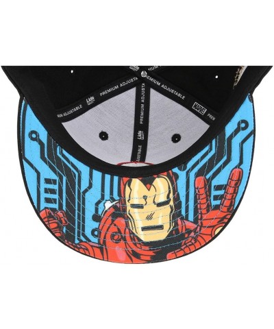 60th Anniversary Avengers Adjustable Snapback Flat Bill Baseball Cap Black/Ironman $22.39 Baseball Caps