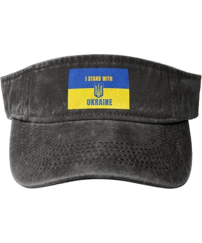 I Stand with Ukraine Support Sports Sun Visor Hat for Men Women,Empty Top Sun Hats Topless Cap,Black Black $12.25 Visors