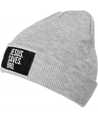 Jesus Saves Bro Beanie Hat for Men Women Winter Warm Knit Beanie Hat Black Gray $15.62 Skullies & Beanies