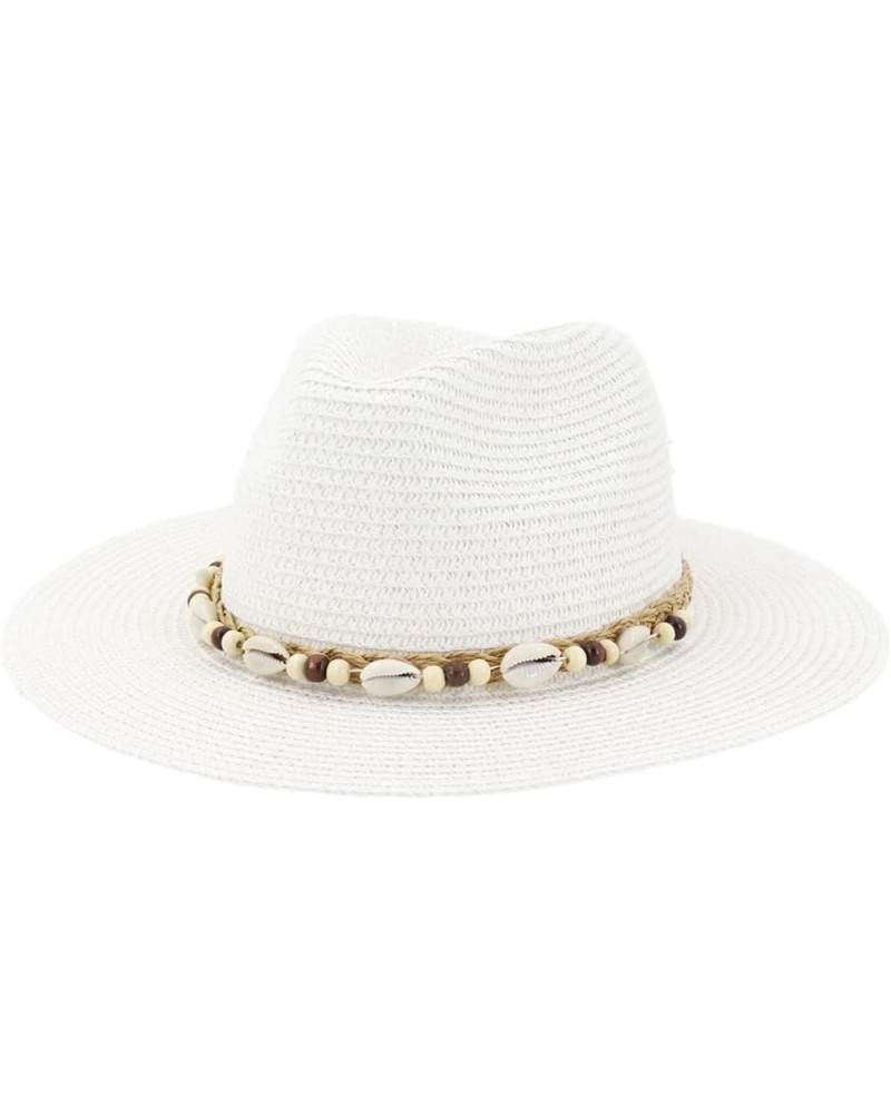 Sun Hat for Women Summer Hats of Monochrome Jazz Top Hat Beaded Beach Sunshade Hat 56-58cm White $13.70 Sun Hats