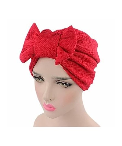 Women Bow Turban Hats Knotted Stretchy Solid Color Head Wraps Chemo Hair Wraps for Cancer Patient (Hot Pink, One Size) One Si...